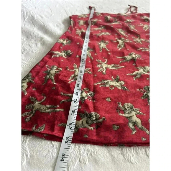Vtg Satin And Beaux Sleepwear Women's L Large Red Cupid Slip Night Gown Bias Cut - Picture 7 of 10